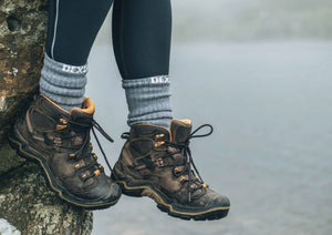 waterproof socks in use on hiker