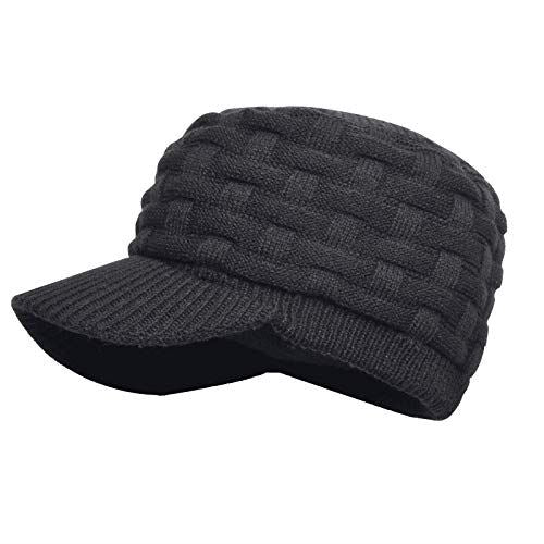 Dexshell Peaked Beanie Black side view in grey